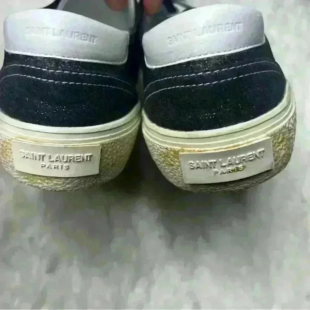 Saint Laurent Black Bedford Glitter Court Classic Sneakers - Picture 9 of 9